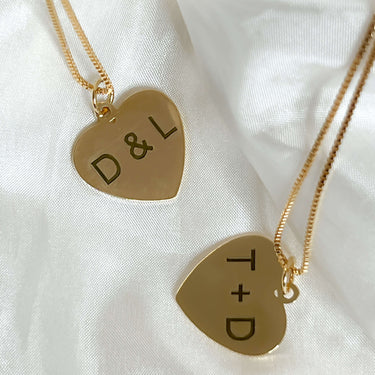 Gold Personalized Two Initials Heart Necklace